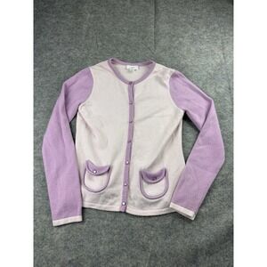 Ann Taylor Loft Women's M Cardigan Purple Pink Wool Girly Coquette Cher Preppy